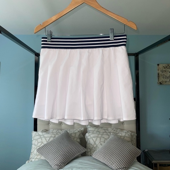 Kyodan Golf Skort White Pleated Elastic Navy Striped Waistband Stretch Small - Picture 3 of 8